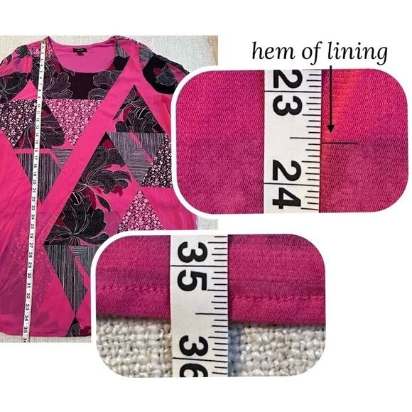 ALFANI 3/4 Sleeve Pink Black Semi-sheer Lined Tunic Blouse Floral Chiffon Top 3X - Picture 10 of 12